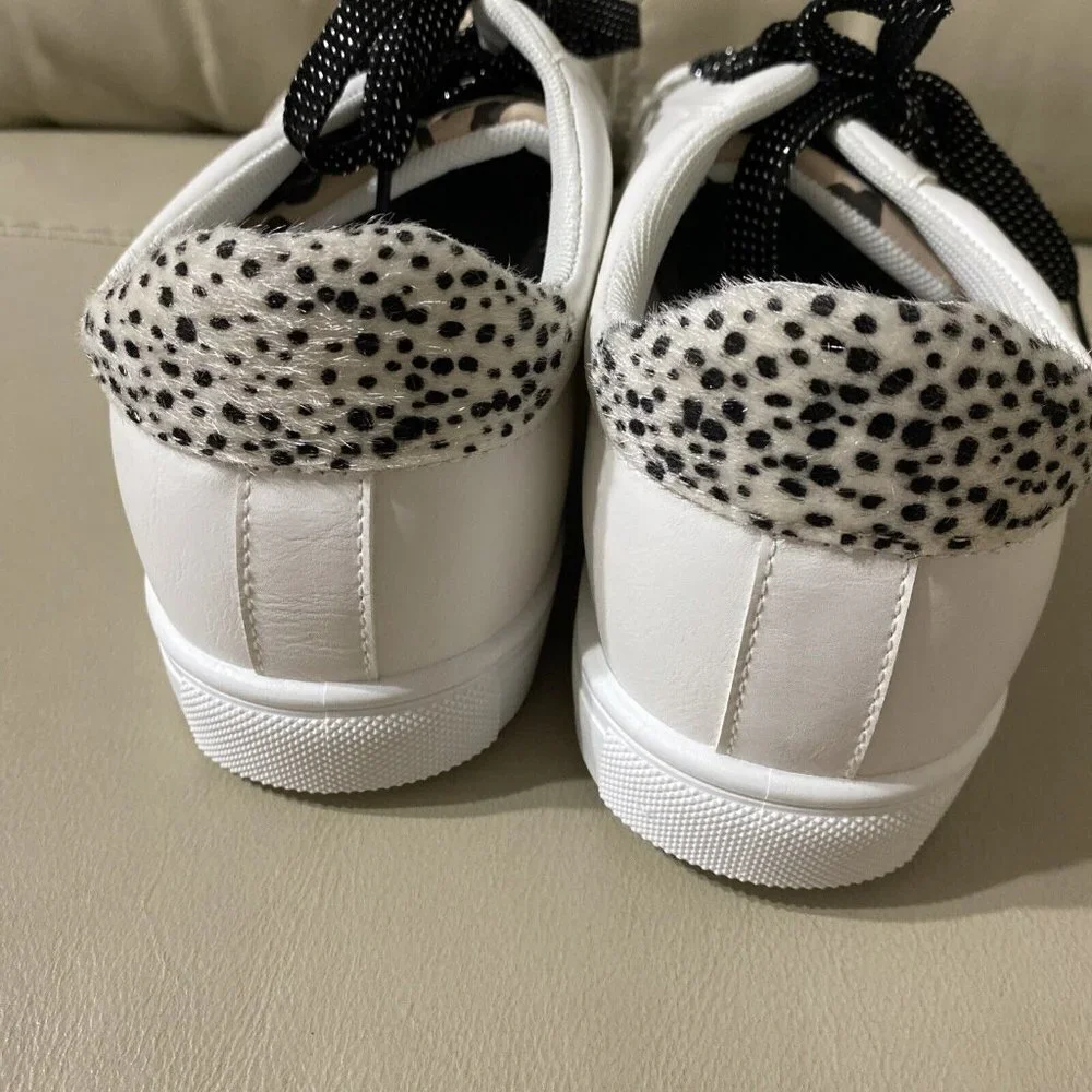 POP Comfort‎ Fit Women Lace up multicolored Cheetah White tennis shoes Sz 11 NOB